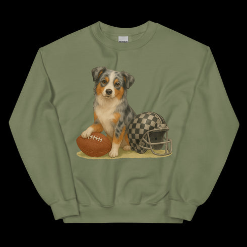 Blue Merle Aussie Football Sweatshirt