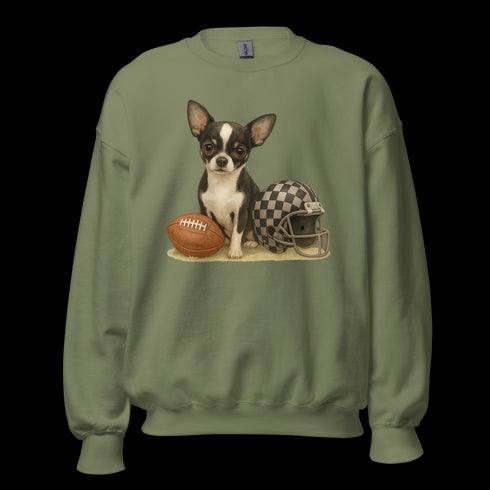 Chihuahua Black and White Football Sweatshirt