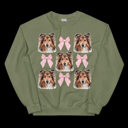 Sheltie With Pink Bows Dog Sweatshirt