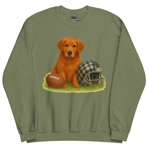 Red Golden Retriever Football Crewneck
