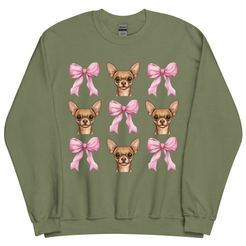 Tan chihuahua with bows Sweatshirt
