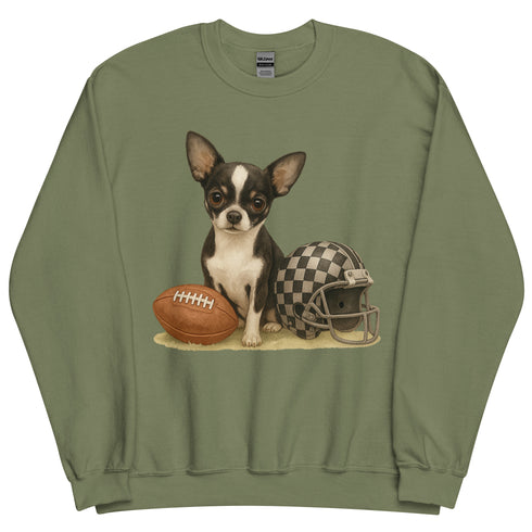 Chihuahua Black and White Football Sweatshirt