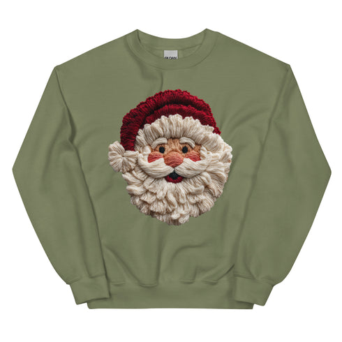 Faux Crochet Yarn Jolly Santa Sweatshirt