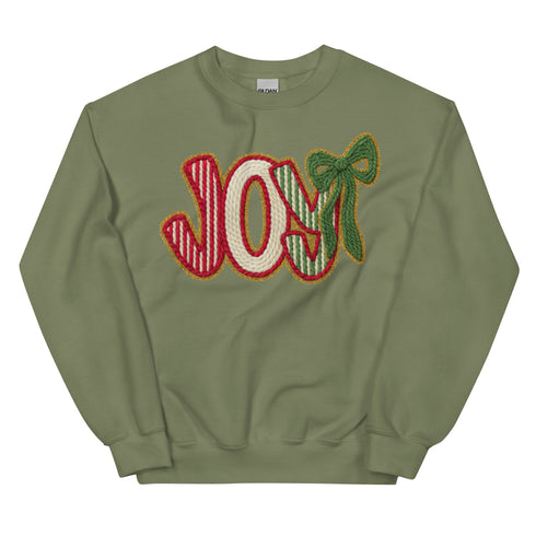 Joy Faux Crochet Christmas Crewneck