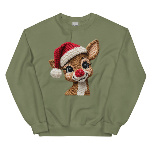 Faux Yarn Reindeer Crewneck