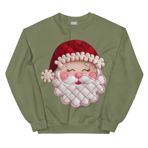 Santa Faux Patchwork Christmas Sweatshirt,