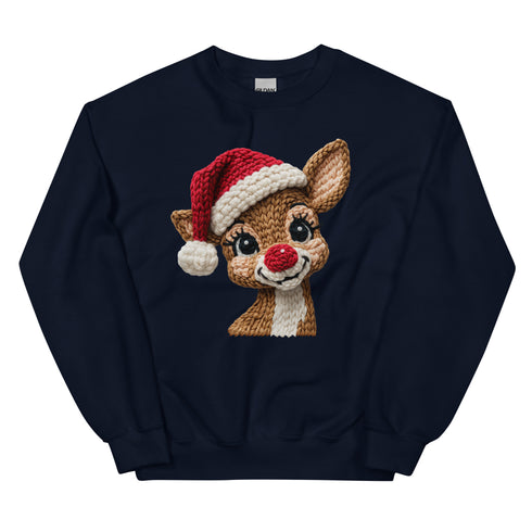 Faux Yarn Reindeer Crewneck