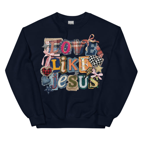 Love Like Jesus Faux Quilt Crewneck