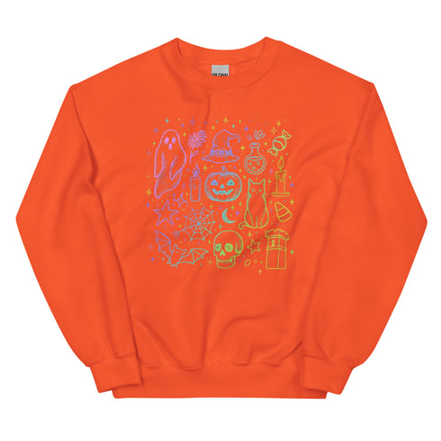 Neon Halloween Doodles Crewneck