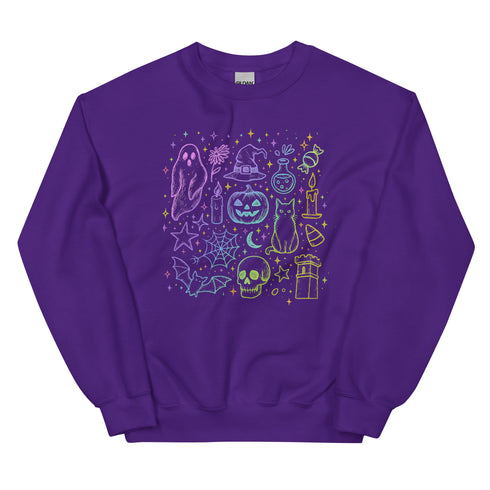 Neon Halloween Doodles Crewneck