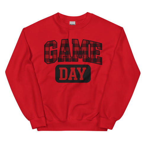 Game Day Red Plaid Football Sweatshirt