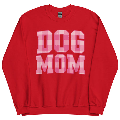 Pink Dog Mom Plaid Crewneck