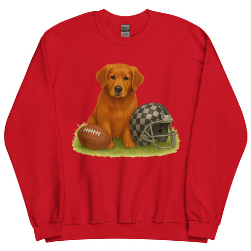 Red Golden Retriever Football Crewneck