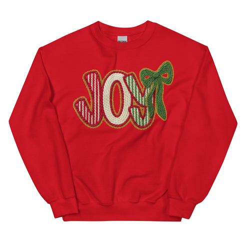 Joy Faux Crochet Christmas Crewneck