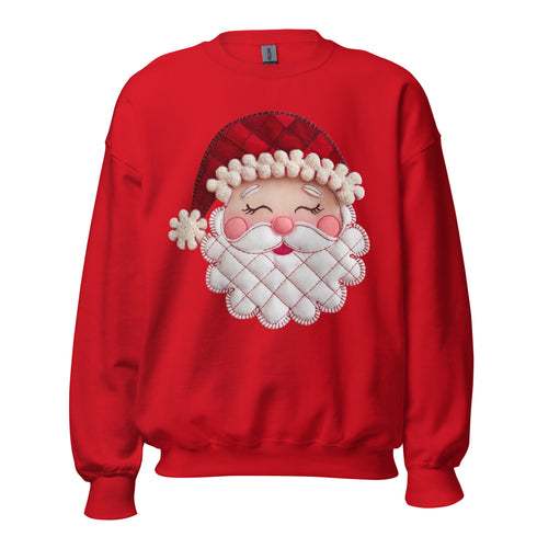 Santa Faux Patchwork Christmas Sweatshirt,