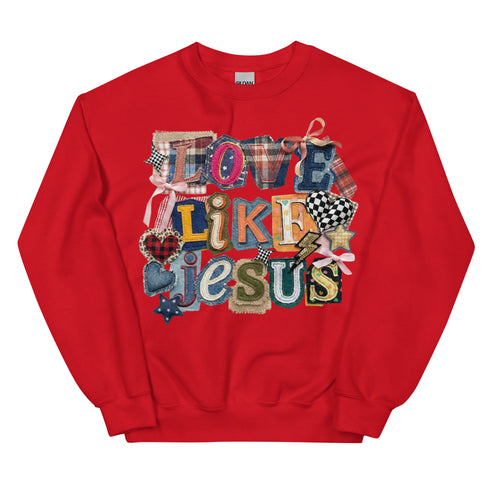 Love Like Jesus Faux Quilt Crewneck