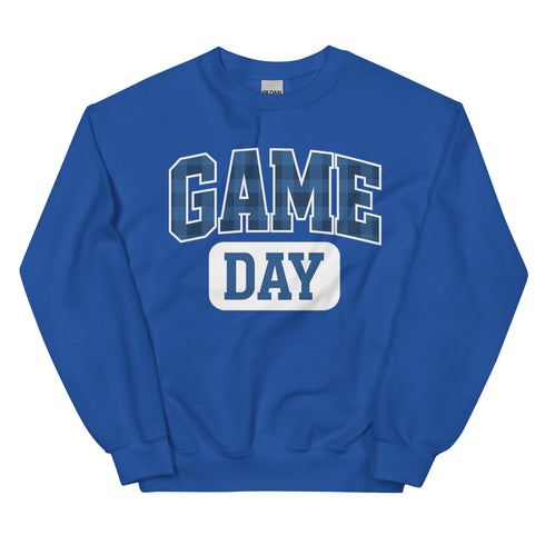 Game Day Royal Blue Plaid Football Sweatshirt