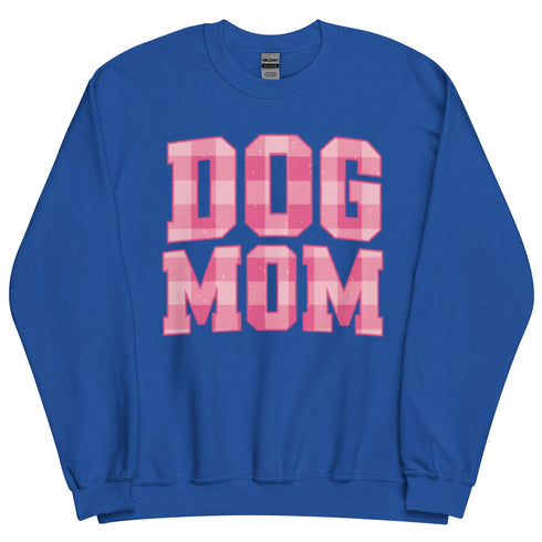 Pink Dog Mom Plaid Crewneck
