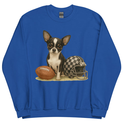 Chihuahua Black and White Football Sweatshirt