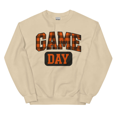 Game Day Orange Plaid Football Sweatshirt