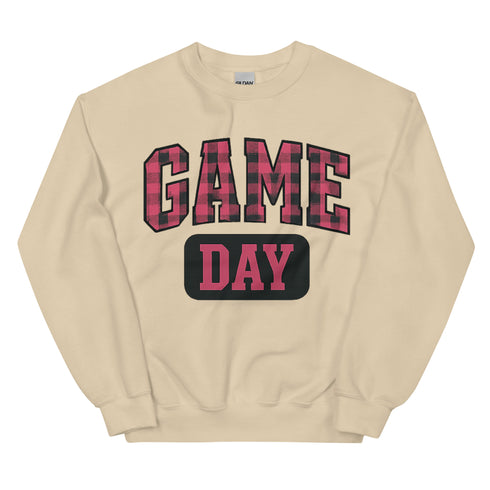 Game Day Pink Plaid Football Sweatshirt