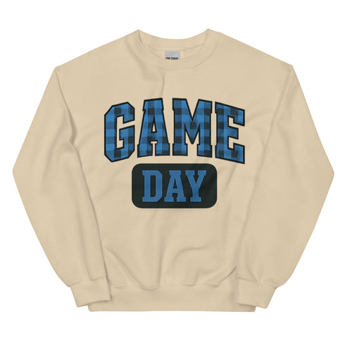 Game Day Blue Plaid Football Sweatshirt