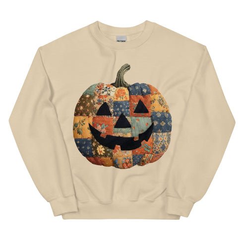 Jack O Lantern Patchwork Pumpkin Sweatshirt