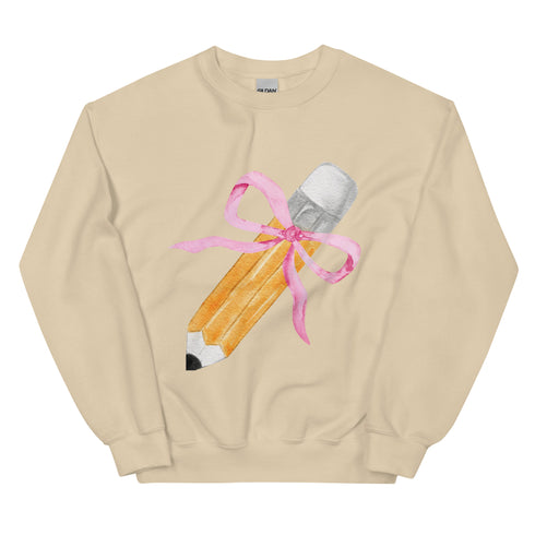 Coquette Teacher Bow Pencil Sweatshirt