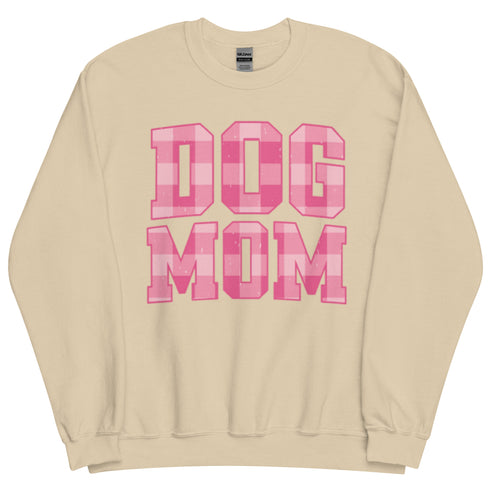 Pink Dog Mom Plaid Crewneck