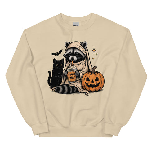 Halloween Fall Coffee Racoon Crewneck