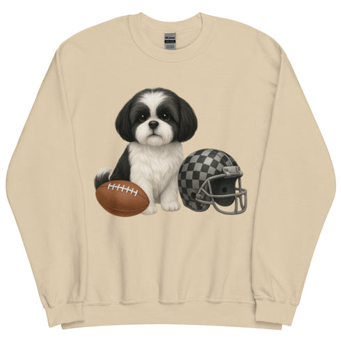 Black and White Shih Tzu Football dog Sweatshirt