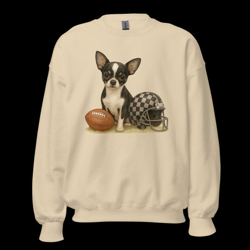 Chihuahua Black and White Football Sweatshirt