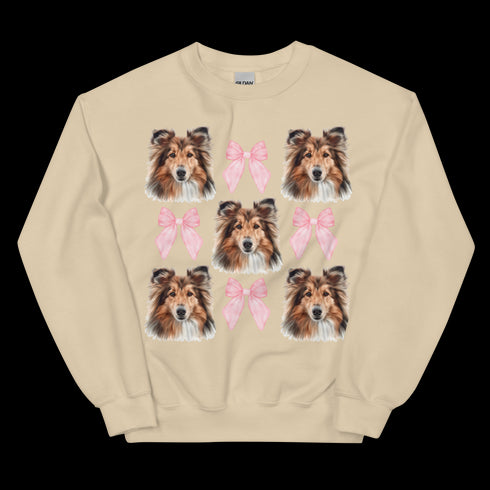 Sheltie With Pink Bows Dog Sweatshirt