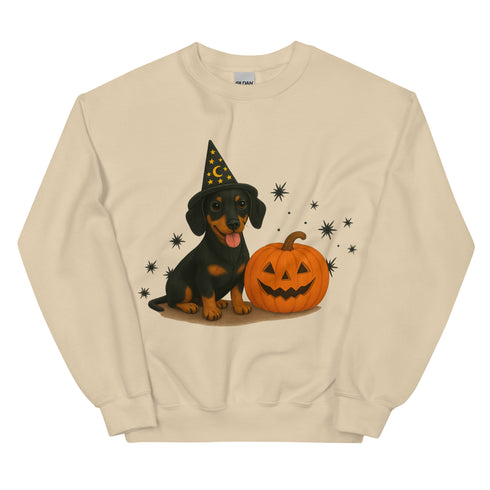 Black & Tan Short Hair Dachshund Halloween Witchy Dogs Sweatshirt