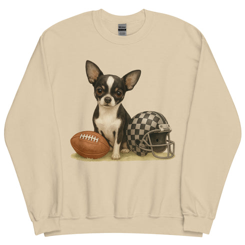 Chihuahua Black and White Football Sweatshirt