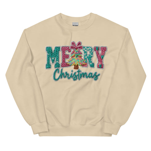 Faux Crochet Merry Christmas Crewneck
