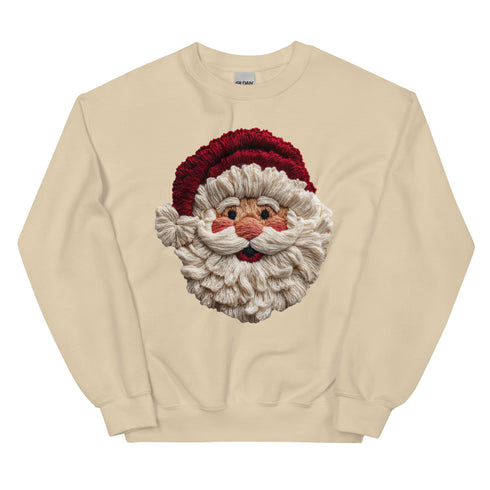 Faux Crochet Yarn Jolly Santa Sweatshirt