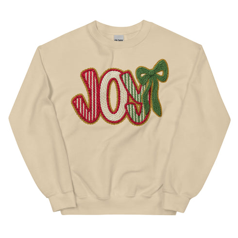Joy Faux Crochet Christmas Crewneck
