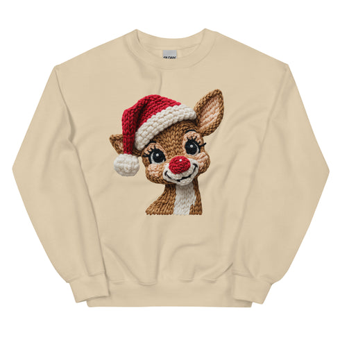 Faux Yarn Reindeer Crewneck