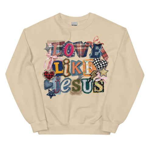 Love Like Jesus Faux Quilt Crewneck