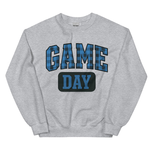 Game Day Blue Plaid Football Sweatshirt