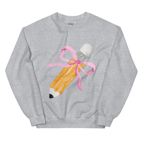 Coquette Teacher Bow Pencil Sweatshirt