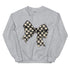 Race Checkered Bow Sweatshirt, Car Racing Crewneck Unisex Sweatshirt, Womenswear Oversized Top
