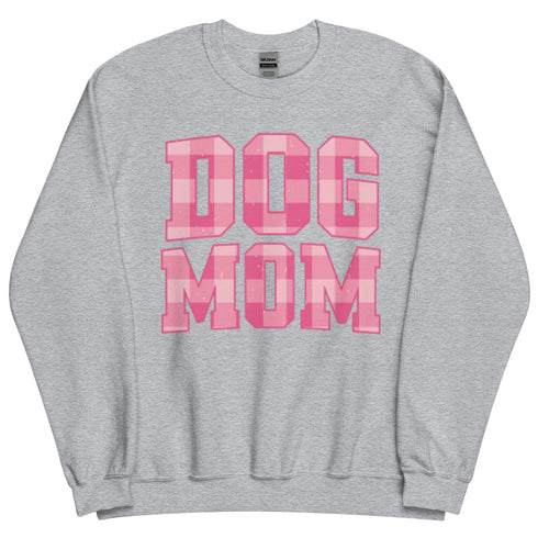Pink Dog Mom Plaid Crewneck