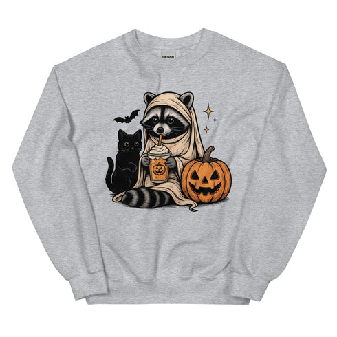 Halloween Fall Coffee Racoon Crewneck
