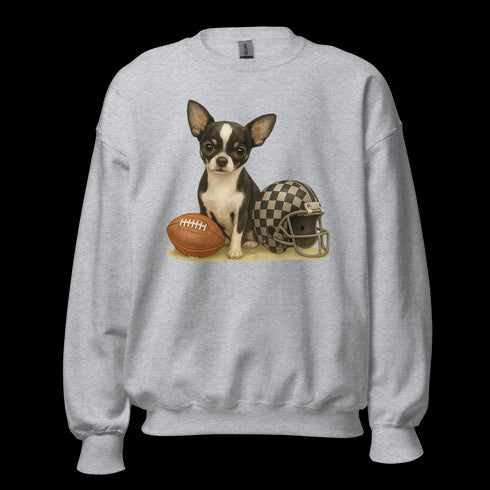 Chihuahua Black and White Football Sweatshirt