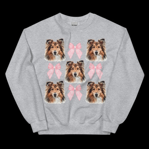 Sheltie With Pink Bows Dog Sweatshirt