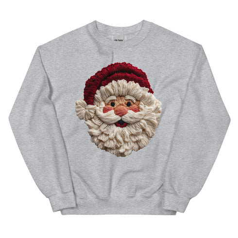 Faux Crochet Yarn Jolly Santa Sweatshirt