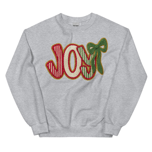 Joy Faux Crochet Christmas Crewneck