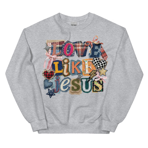 Love Like Jesus Faux Quilt Crewneck